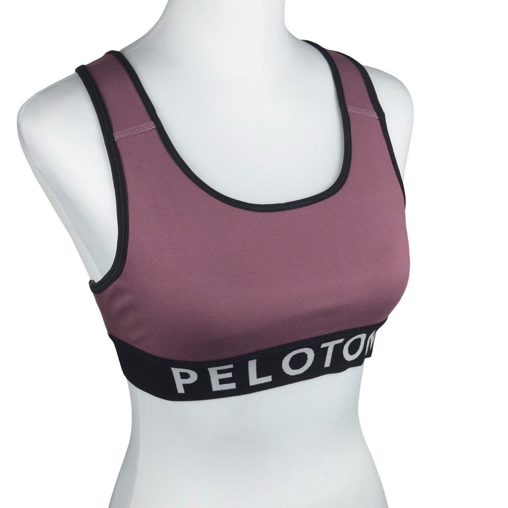 Peloton Mauve Spell Out Racerback Sports Bra Medium Yoga Gym Athletic